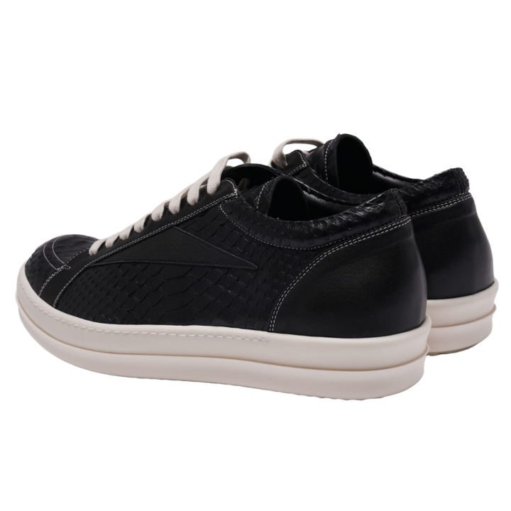 Rick Owens 'Black/Milk' Embossed Python Vintage Sneaks