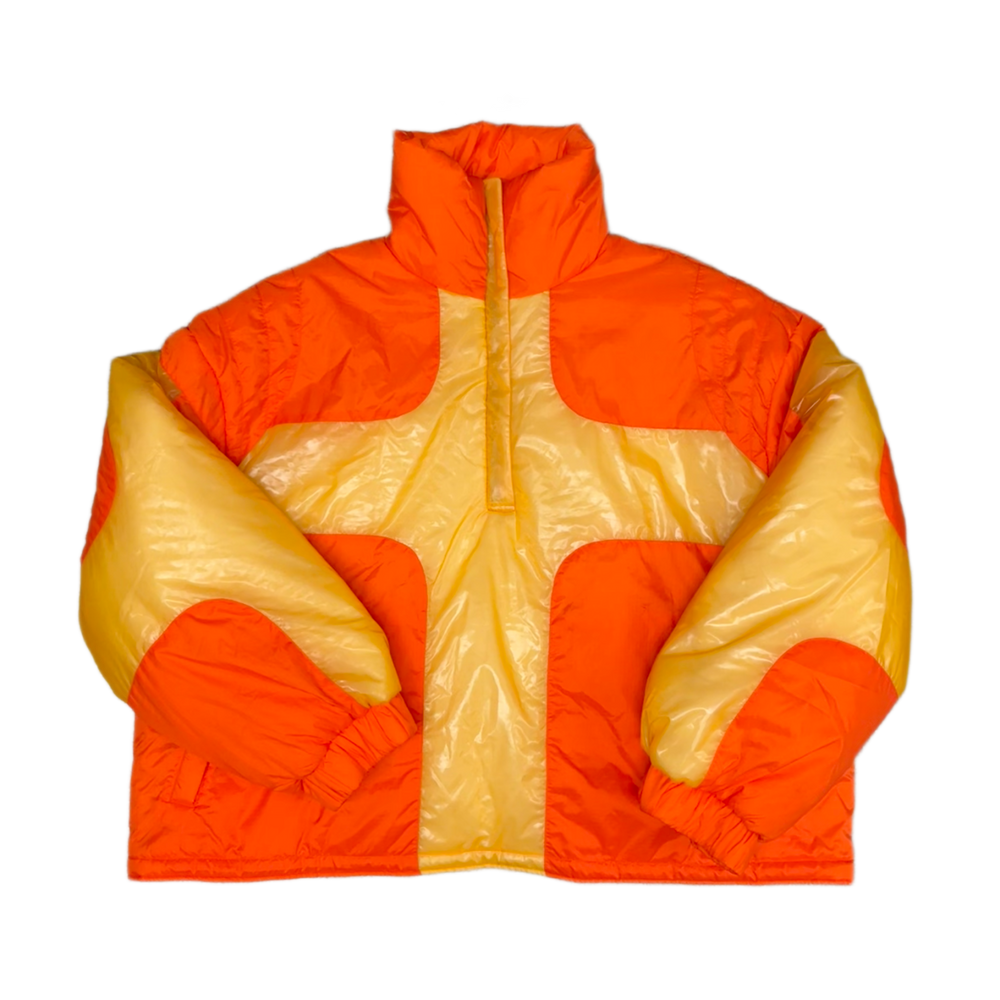 Who Decides War 'Orange Embossed Translucent Gloss Panel' Half-Zip Puffer Jacket