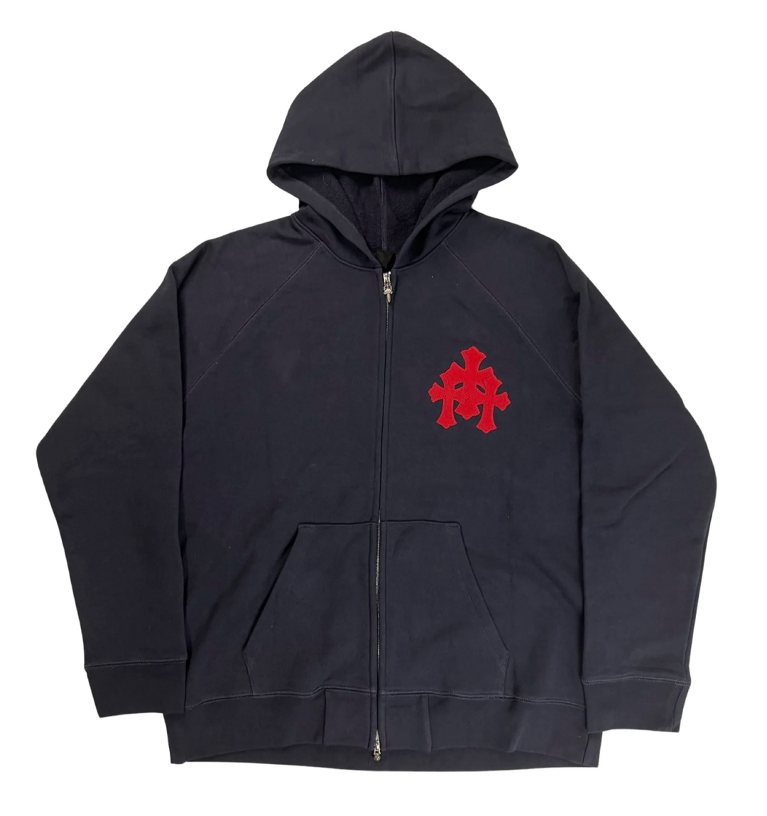 Chrome Hearts 'Triple Red Cross' Navy Zip Up