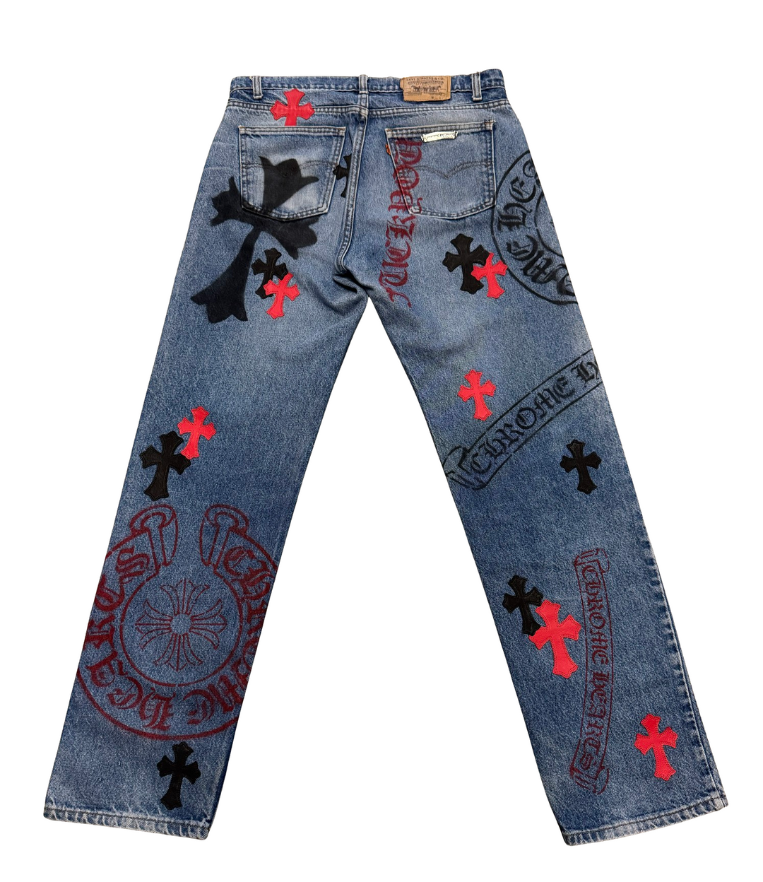 Chrome Hearts 'Stencil' Black/Red Cross Patch Jeans