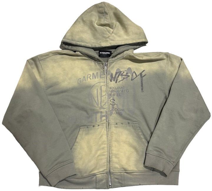 No Faith Studios 'Green' Split Zip Up Hoodie