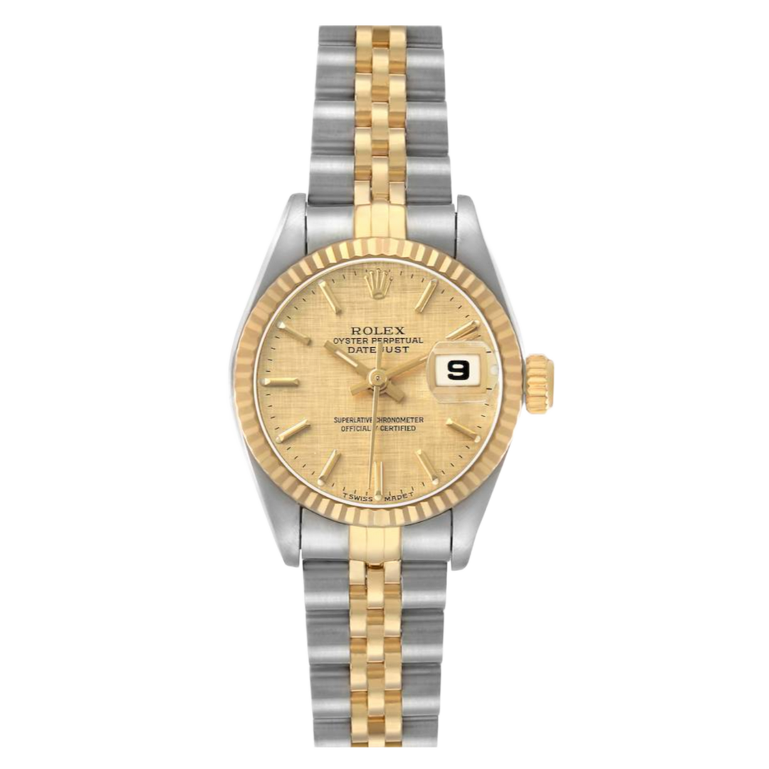 Rolex Lady Datejust 'Champagne Linen' 18K Yellow Gold Steel 26 69173 Watch