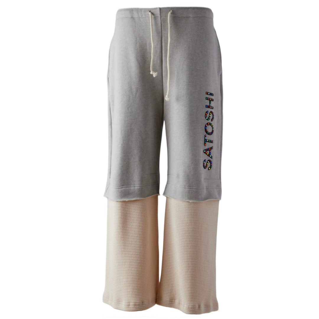 Satoshi Nakamoto 'Double Layer Studded' Cream Sweats