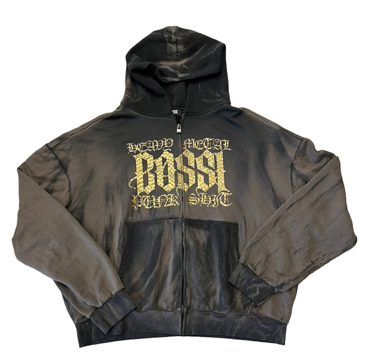 Bossi 'Gold Heavy Metal' Washed Grey Zip-Up