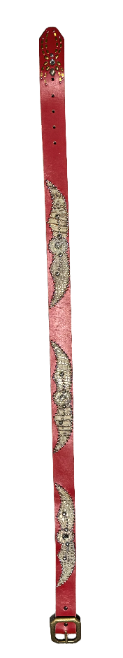 Studded 'Tan Scale Spider Gem' Red Belt