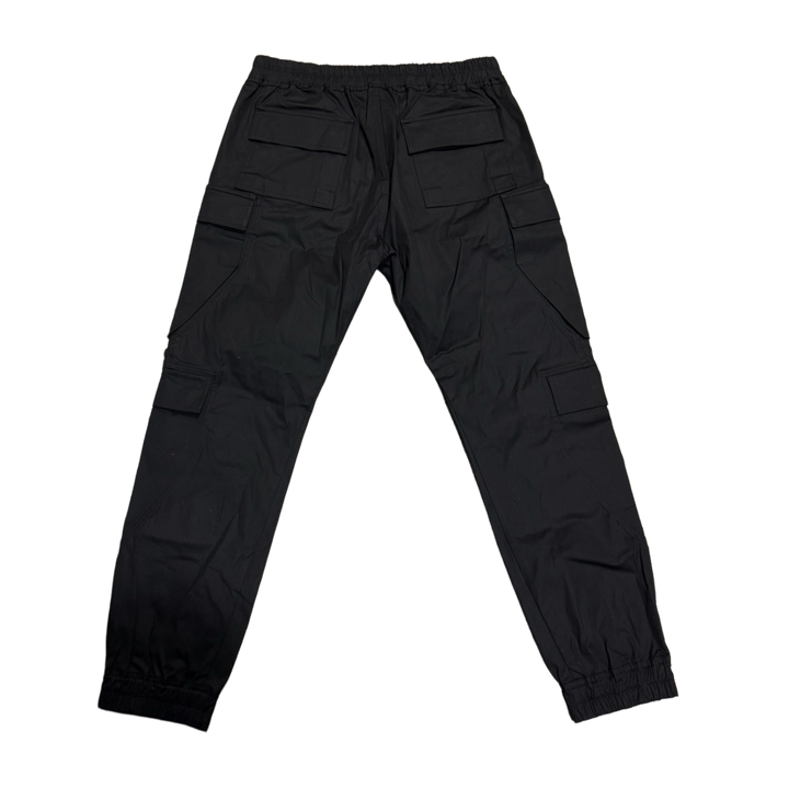 Rick Owens 'Black' Waxed Cargo Jogger Pants