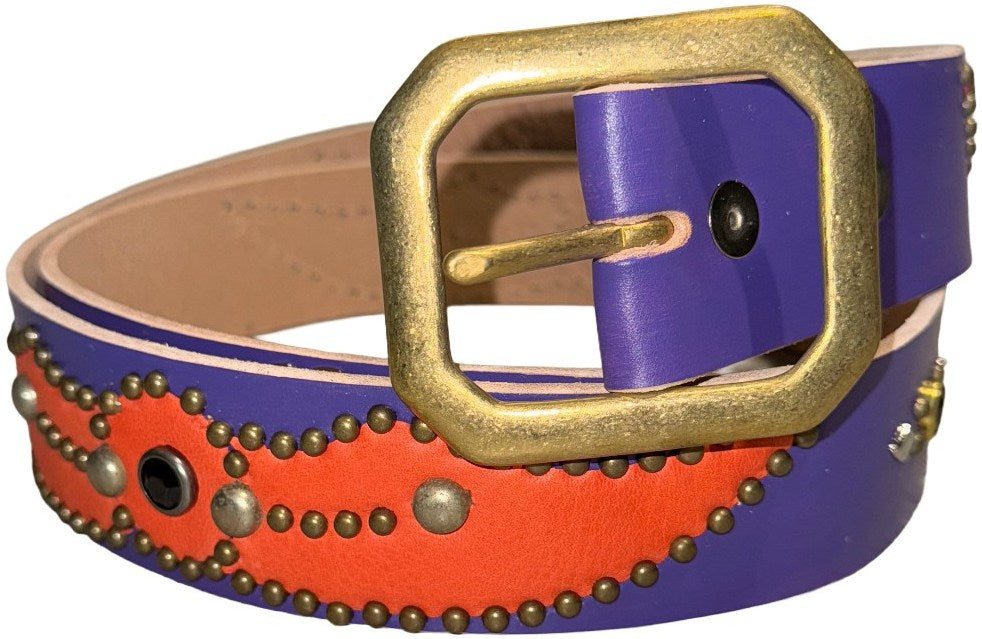 Studded 'Orange Leather Wings' Purple Belt
