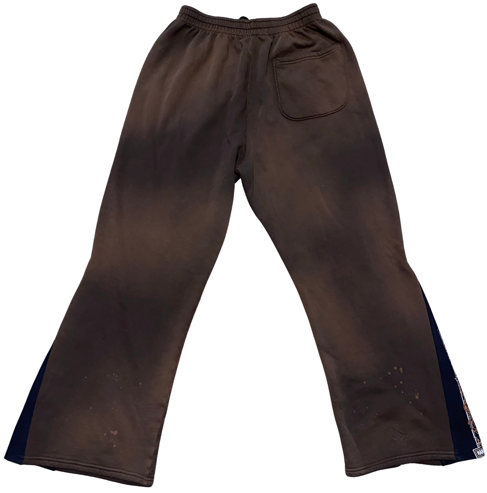 Bossi 'Harley Davidson Flame' Brown Bleached Flare Sweats
