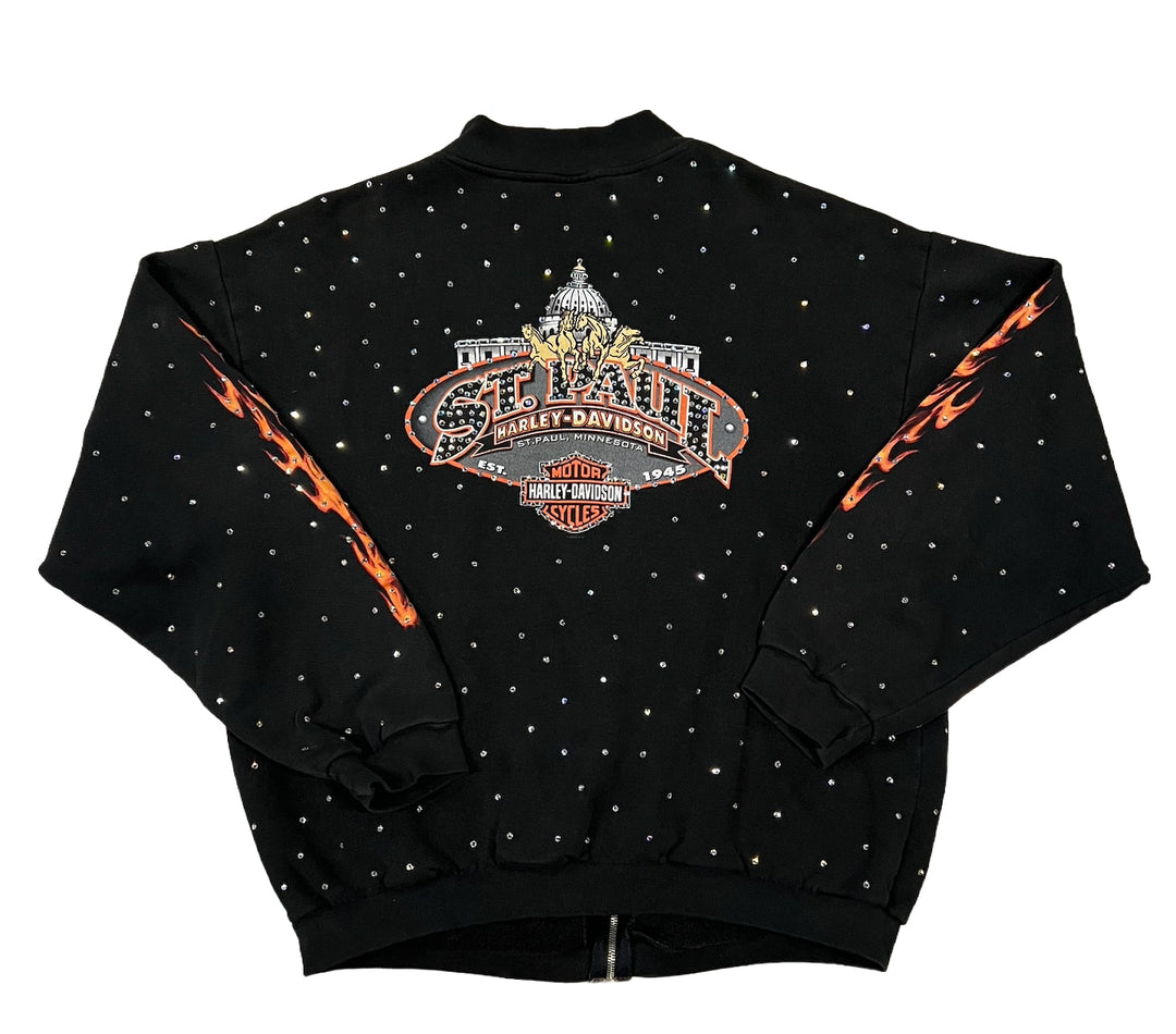 Harley Davidson 'St.Paul' Rhinestone Vintage Quarter-Zip