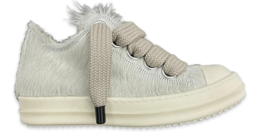 Rick Owens 'Milk' Pony Hair Jumbo Lace Low Sneakers