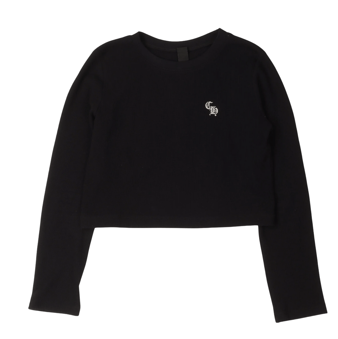 Chrome Hearts Womens Cropped Embroidered Thermal Shirt