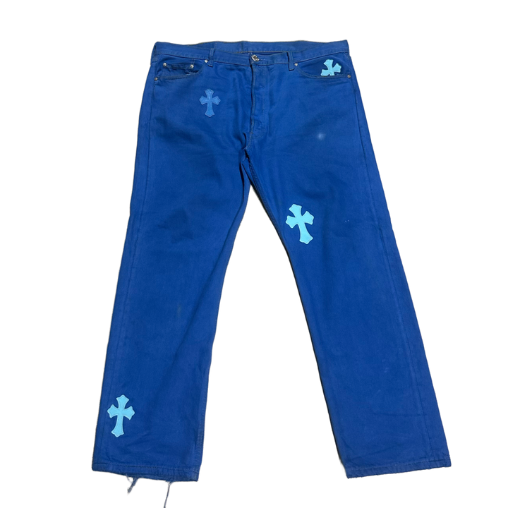 Chrome Hearts 'London Exclusive Blue Cross Patch' Jeans