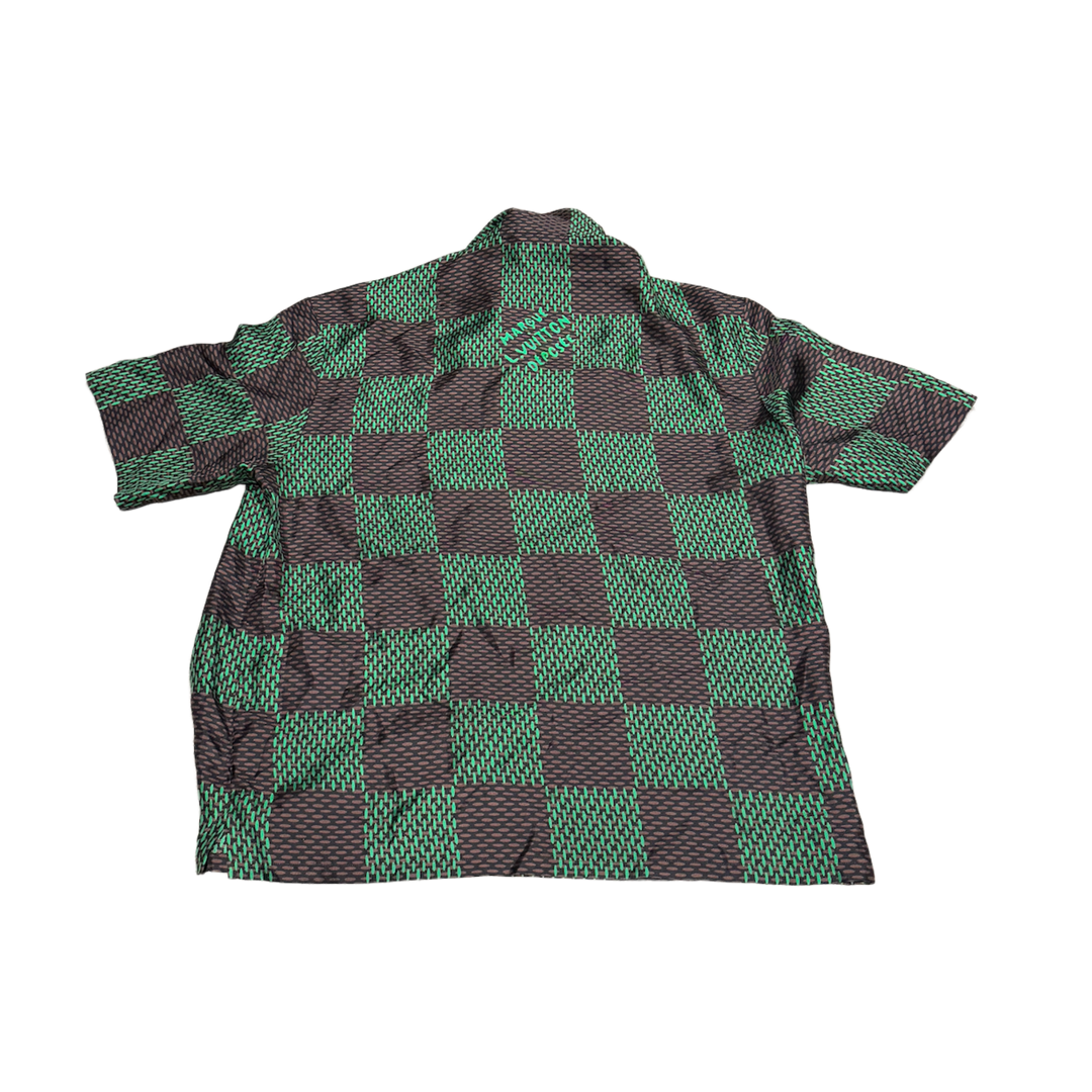 Louis Vuitton Open Collar Short-Sleeved Silk Shirt Jolly Green