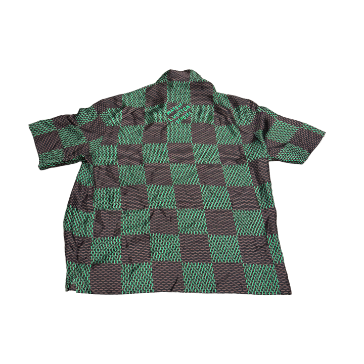 Louis Vuitton Open Collar Short-Sleeved Silk Shirt Jolly Green