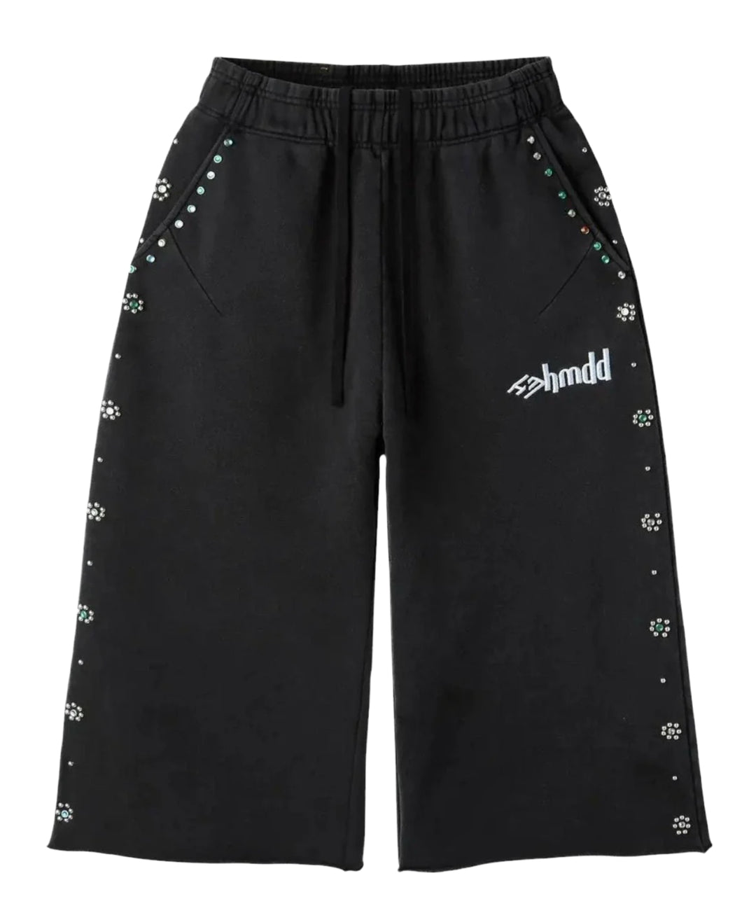 Happy Memories Don't Die HMDD 'Flower Studded' Black Sweat Shorts
