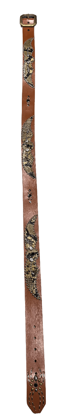 Studded 'Sand Snakeskin' Spider Gem Brown Belt
