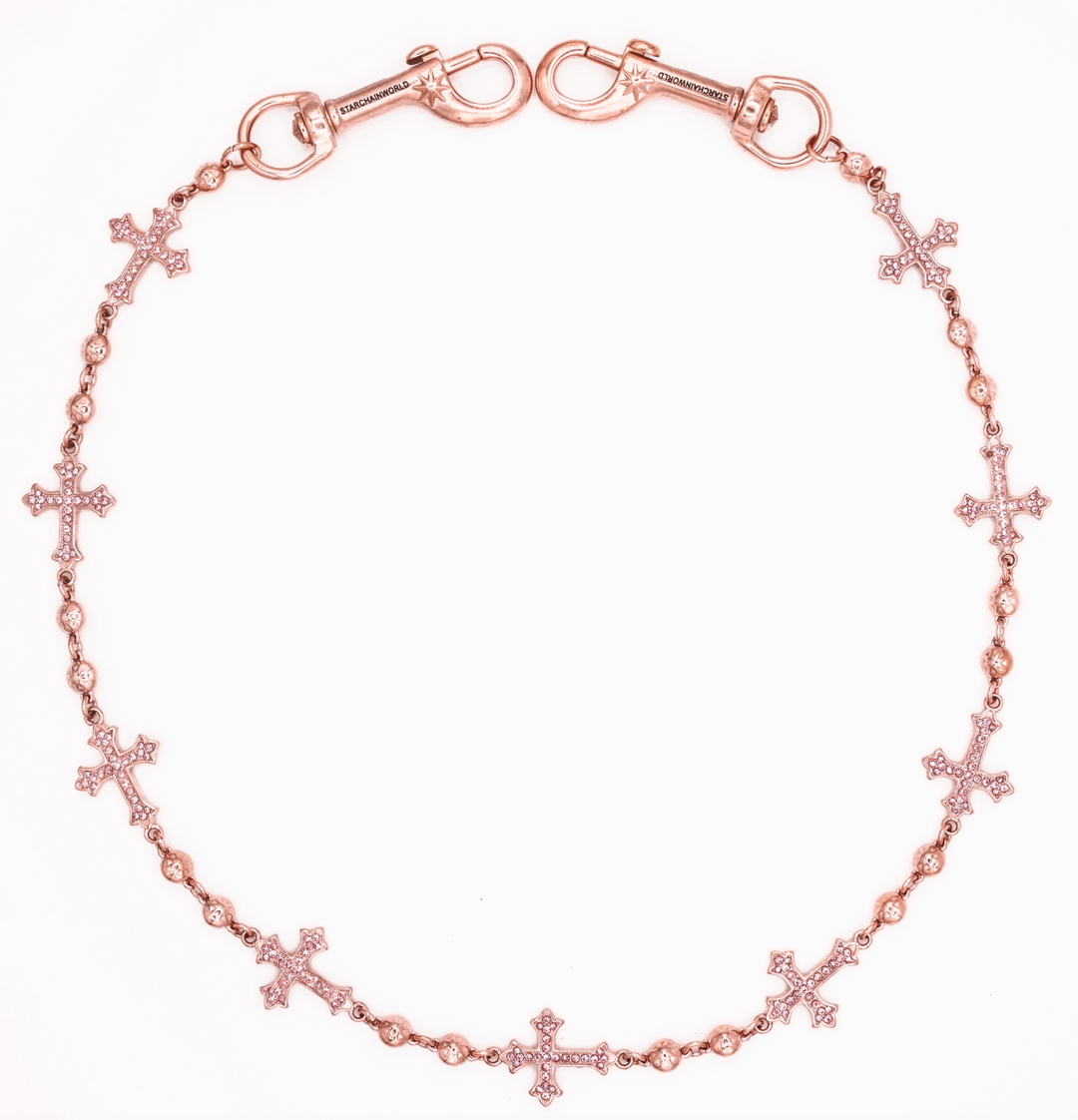 Starchain World 'Pink' Rose Gold Cross Wallet Chain