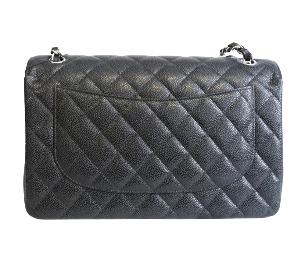 Chanel 'Black' Classic Caviar Jumbo Single Flap Bag