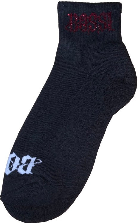 Bossi 'Red' Rhinestone Black Socks