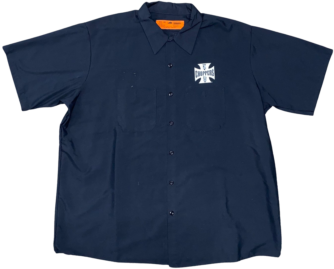 West Coast Choppers 'Long Beach' Navy Blue Vintage Button Up