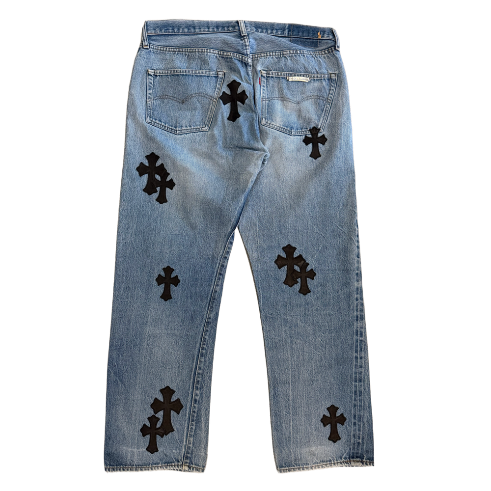 Chrome Hearts '20 Black Patch' Light Blue Levi 501 Redline Wash Jeans