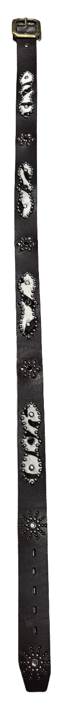 Studded 'White/Brown Pony Hair'  Sun Gem Brown Belt