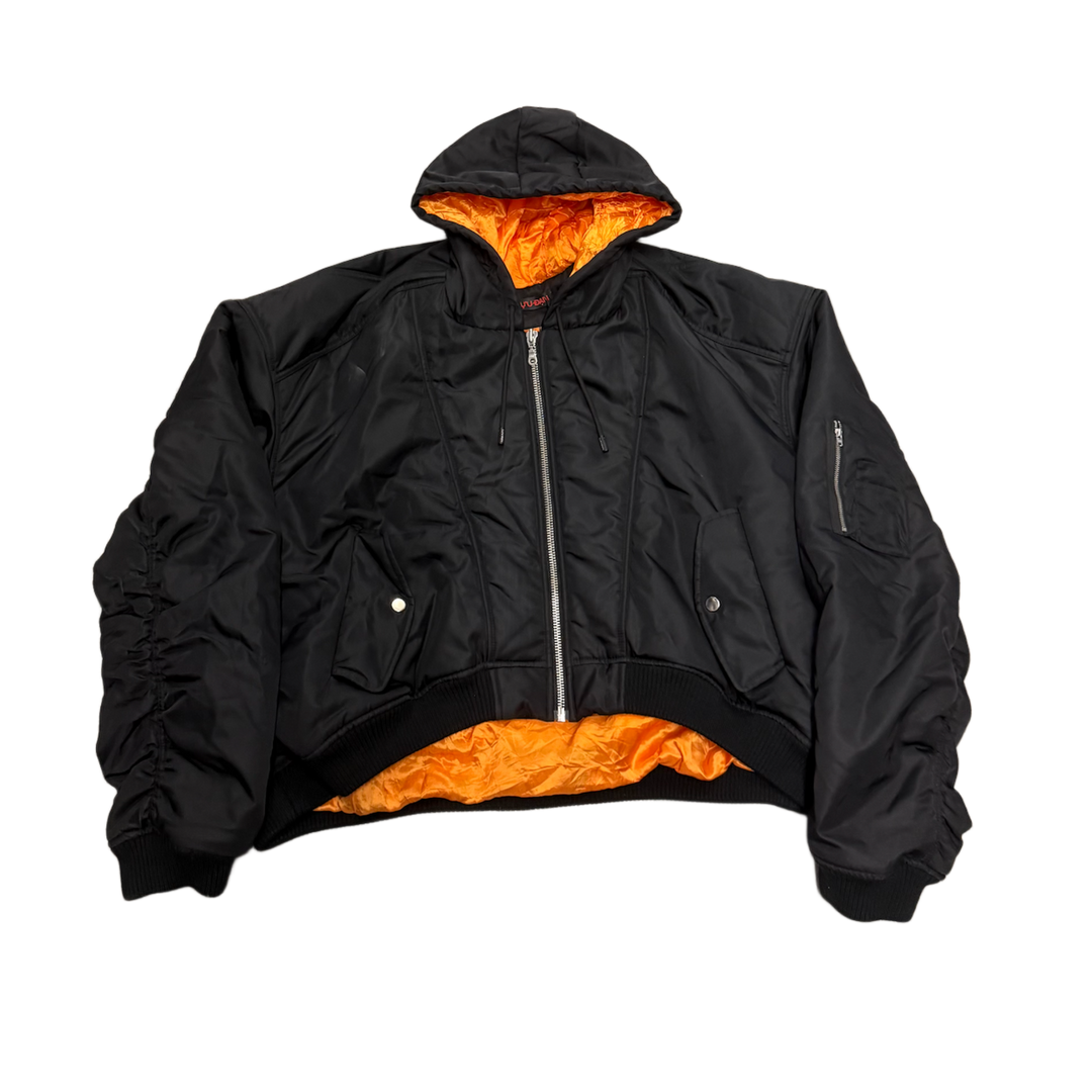 LU'U DAN 'Black' Distorted MA1 Bomber Jacket