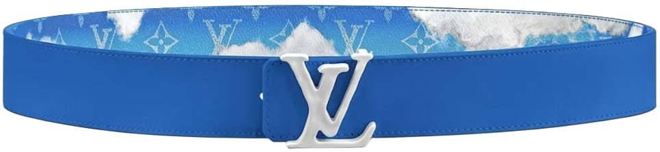 Louis Vuitton 'Blue' Monogram Clouds Reversible 40mm Belt