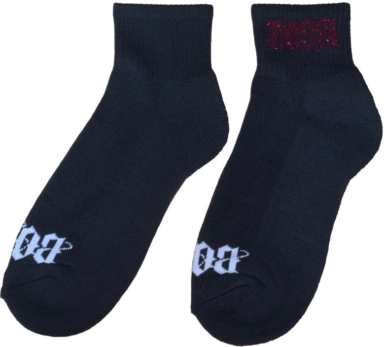 Bossi 'Red' Rhinestone Black Socks
