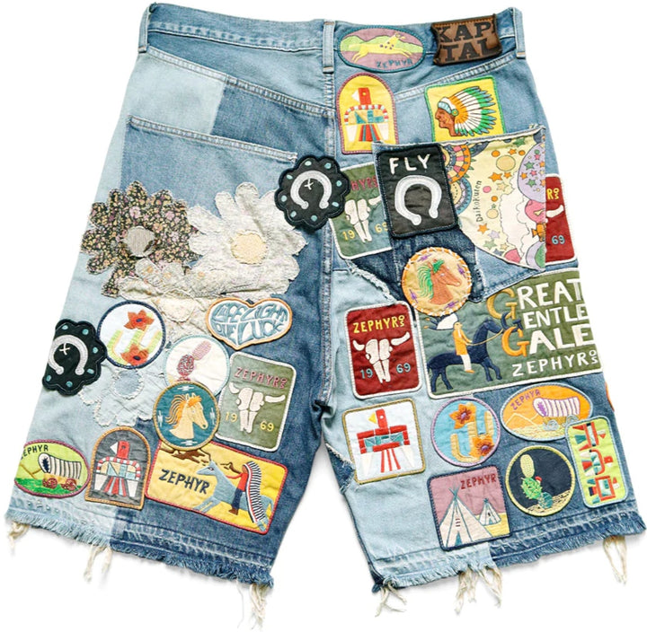 Kapital 'Patch' Denim Shorts