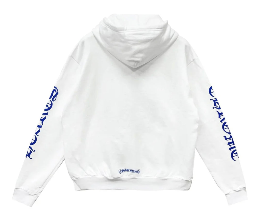 Chrome Hearts 'White/Blue' Vertical Logo Zip Up Hoodie