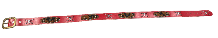 Studded 'Cheetah Fur/ Skull' Red Belt