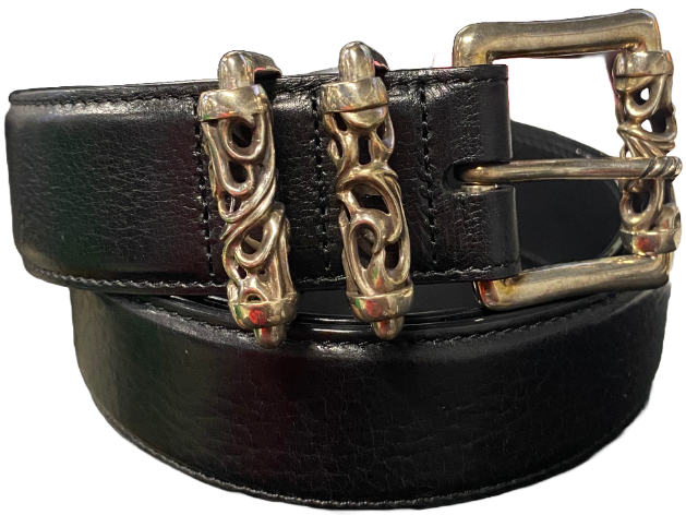 Chrome Hearts 'Double Roller' Black Leather Belt