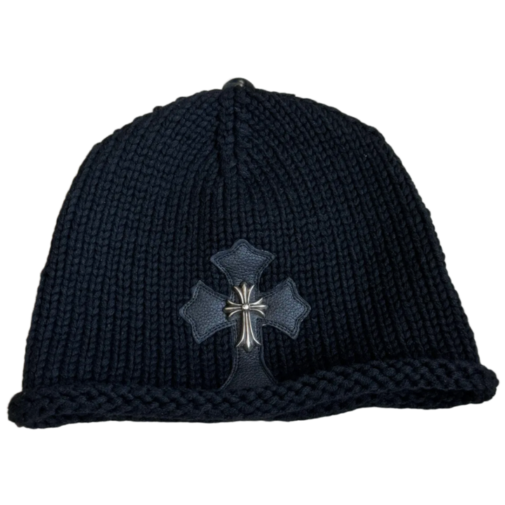 Chrome Hearts Silver Cross Double Cross Patch Knit Beanie