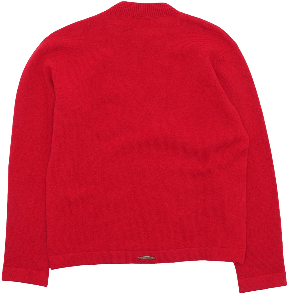 Chrome Hearts 'Red' Triple Cross Leather Patch Cashmere Sweater