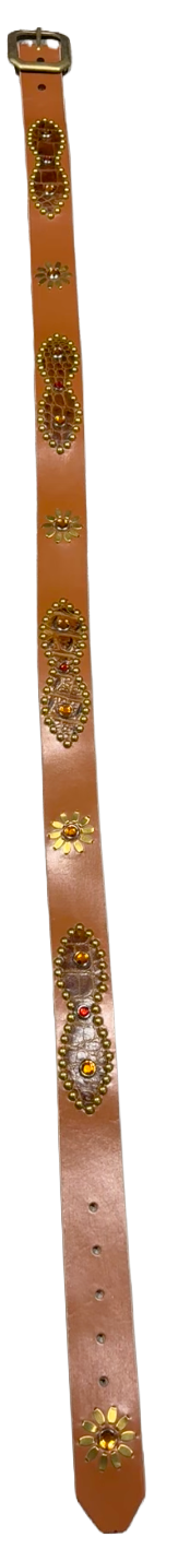 Studded 'Brown Snakeskin/ Sun Gem' Brown Belt