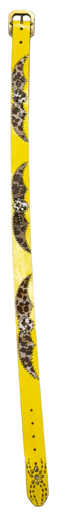 Studded 'Cheetah Fur Spider Gem' Yellow Belt