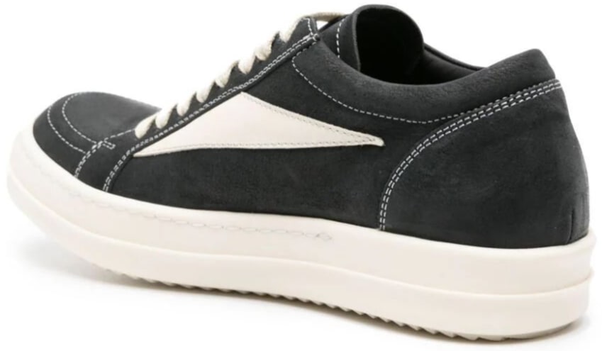 Rick Owens 'Black' Nubuck Suede Vintage Low Sneakers