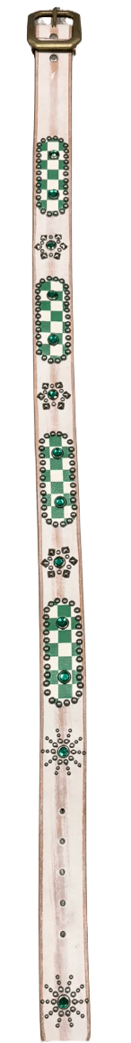 Studded 'Green Checkered Sun Gem' Salmon Belt