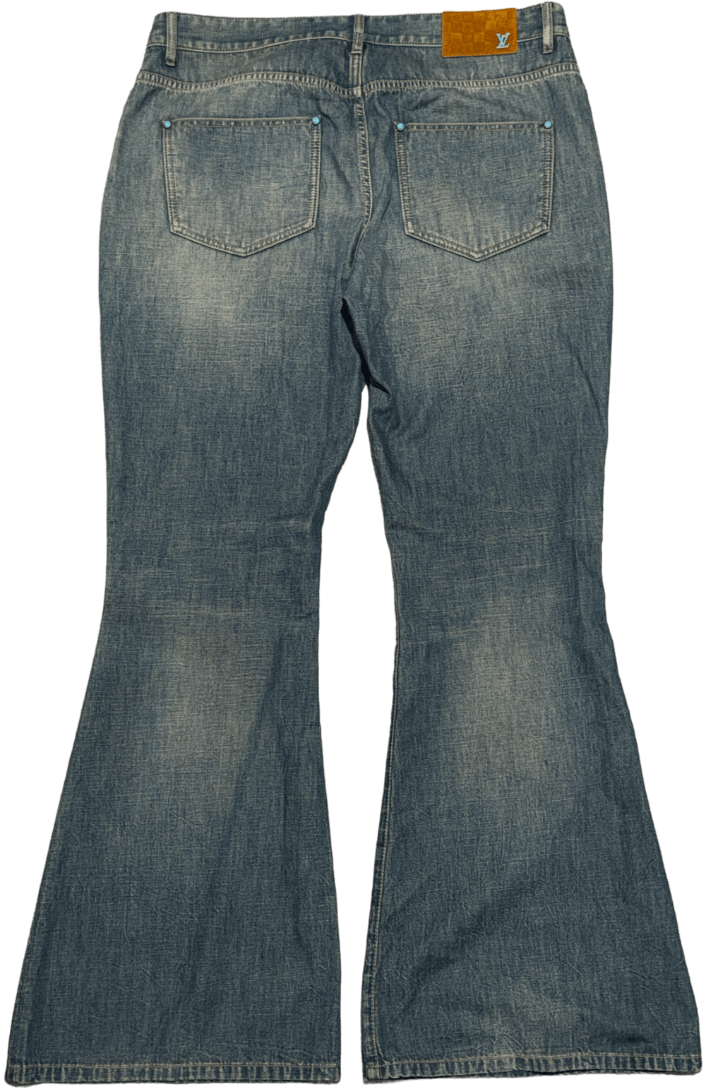 Louis Vuitton 'Turquoise' Stonewashed Flared Chambray Jeans