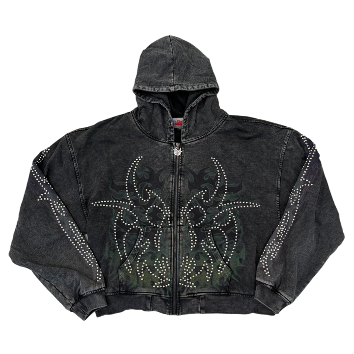 Chew Forever 'Studded Roach' Washed Black Zip