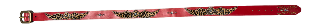 Studded 'Leopard Fur Spider Gem' Red Belt