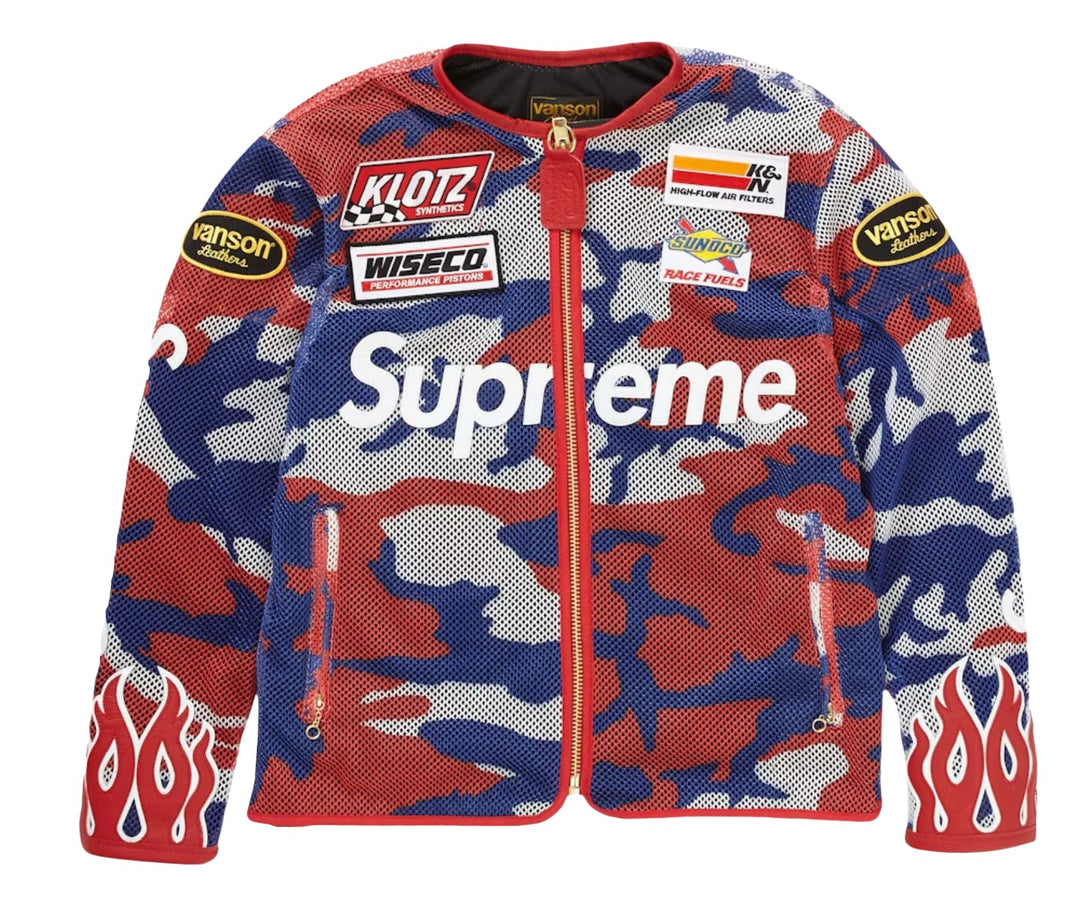 Supreme x Vanson Leathers 'Red' Fishnet Jacket