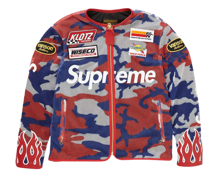 Supreme x Vanson Leathers 'Red' Fishnet Jacket