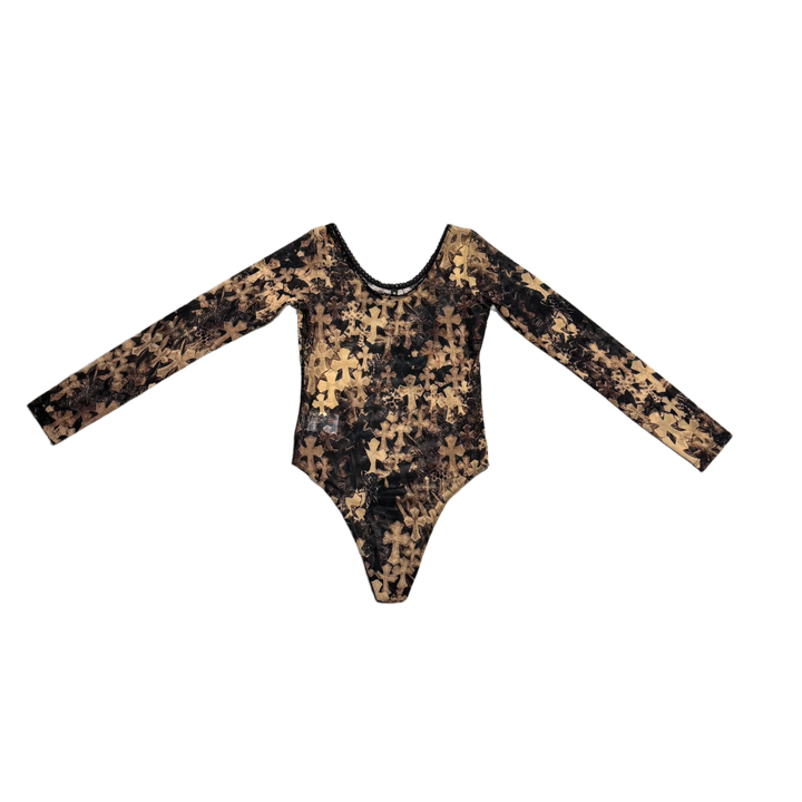Chrome Hearts 'Cross Print' Womens Mesh Body Suit