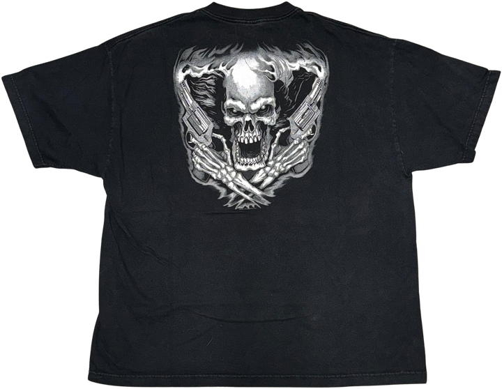 Flaming Skull 'Gunslinger' Vintage Black Tee