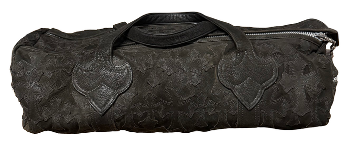 Chrome Hearts 'Flooded' Black Leather Cross Patch Duffle Bag
