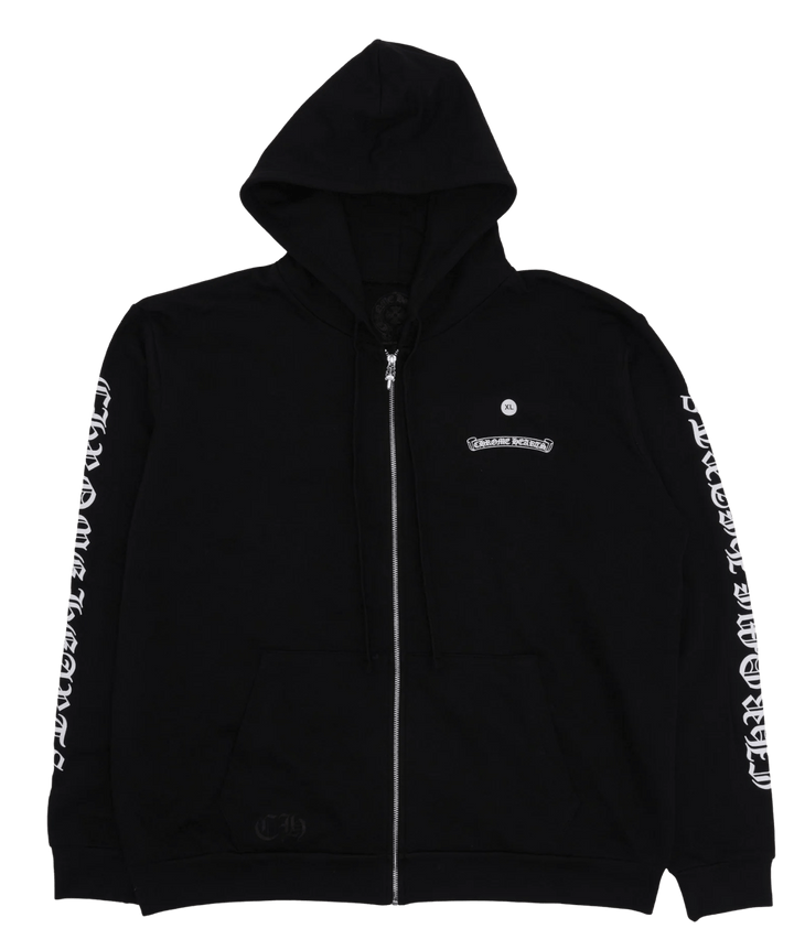Chrome Hearts 'Scroll Logo' Black Zip Up Hoodie