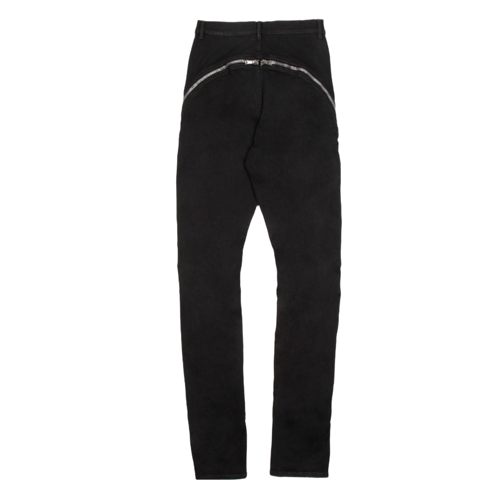 Rick Owens 'Black Wax' Zipper Detail Pants