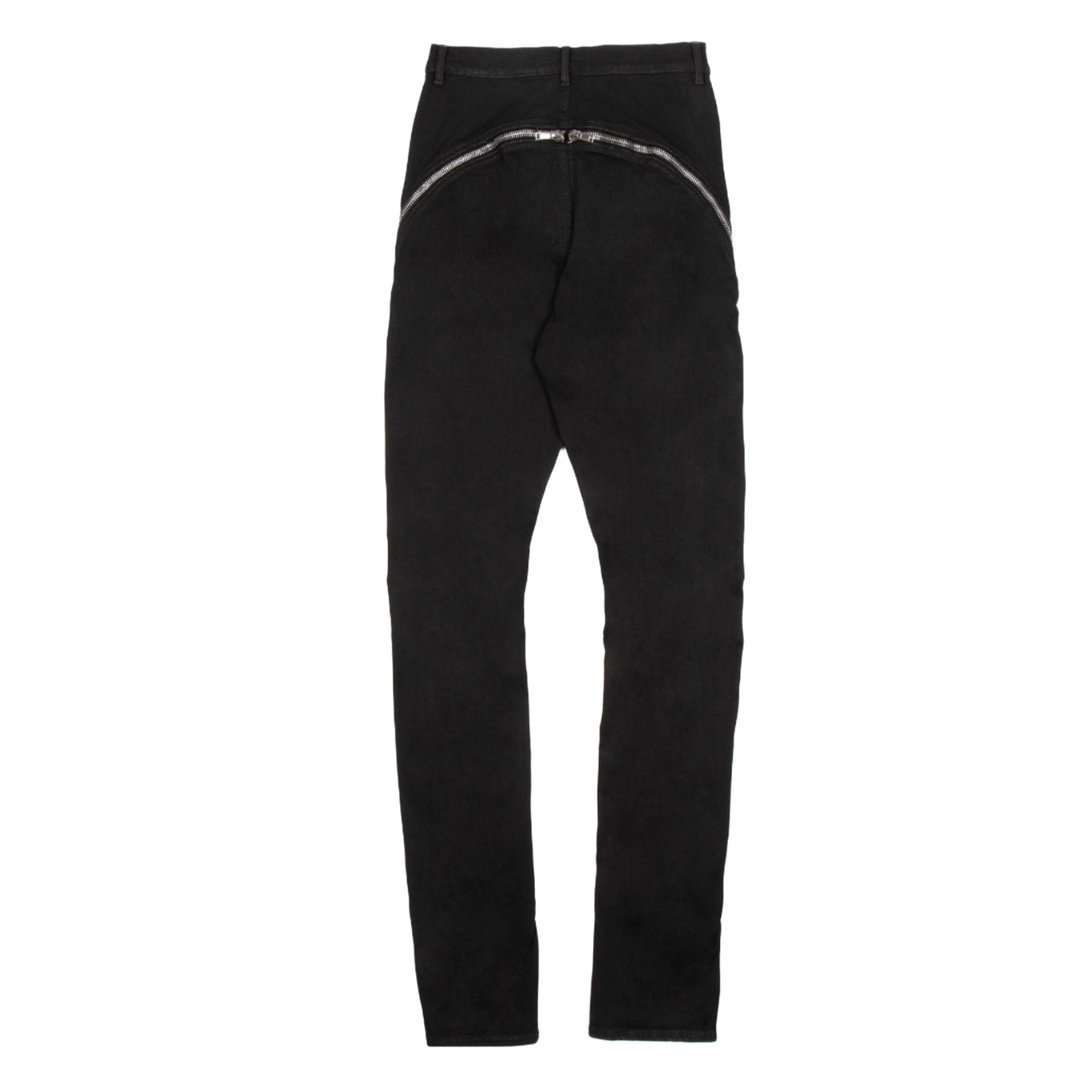 Rick Owens 'Black Wax' Zipper Detail Pants